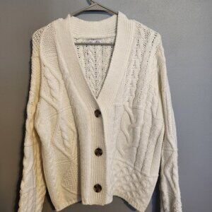 Dex Cream Cable Knit Cardigan Sweater Size M